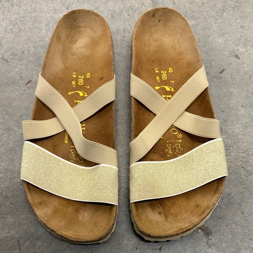 Birkenstock Beige Cross-Strap Sandals